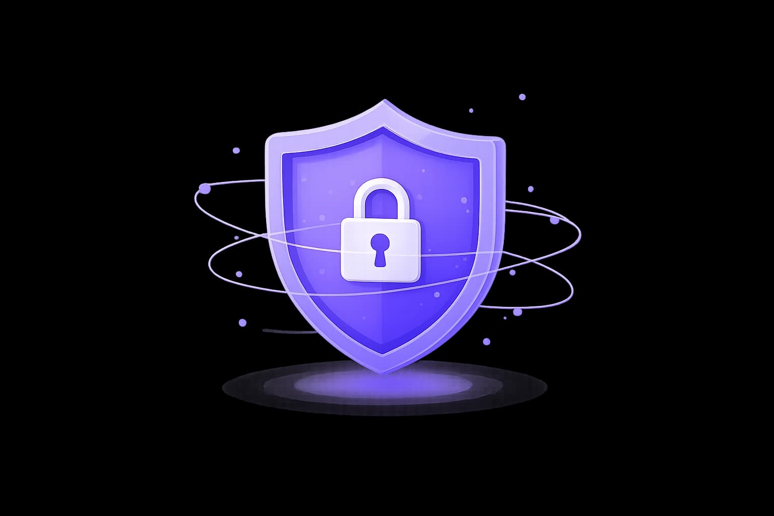 Purple shield with a white padlock illustrating privacy and local data protection